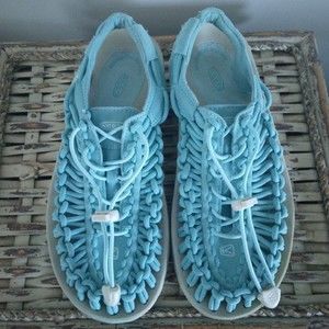 Keen Uneek Two Cord Slingback Sandals Women's 8M Turquoise Blue Nylon Solid